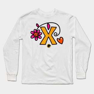 Letter X abc monogram hand drawn colorful alphabet Long Sleeve T-Shirt